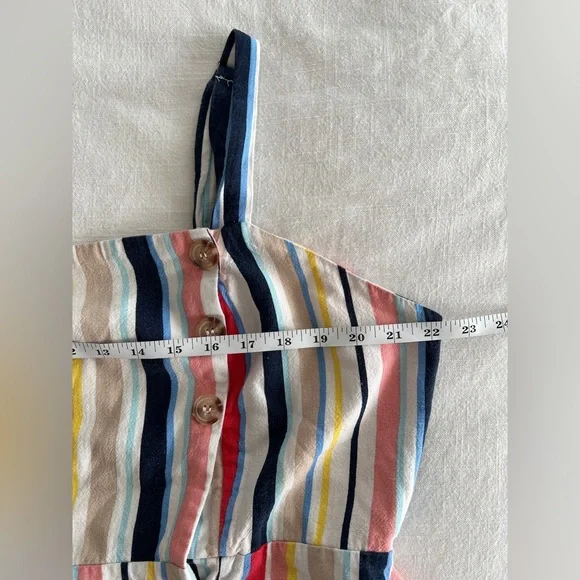 Forever 21 Women’s Striped Romper 2X Multicolor Rainbow Buttons Plus Size - Picture 9 of 12